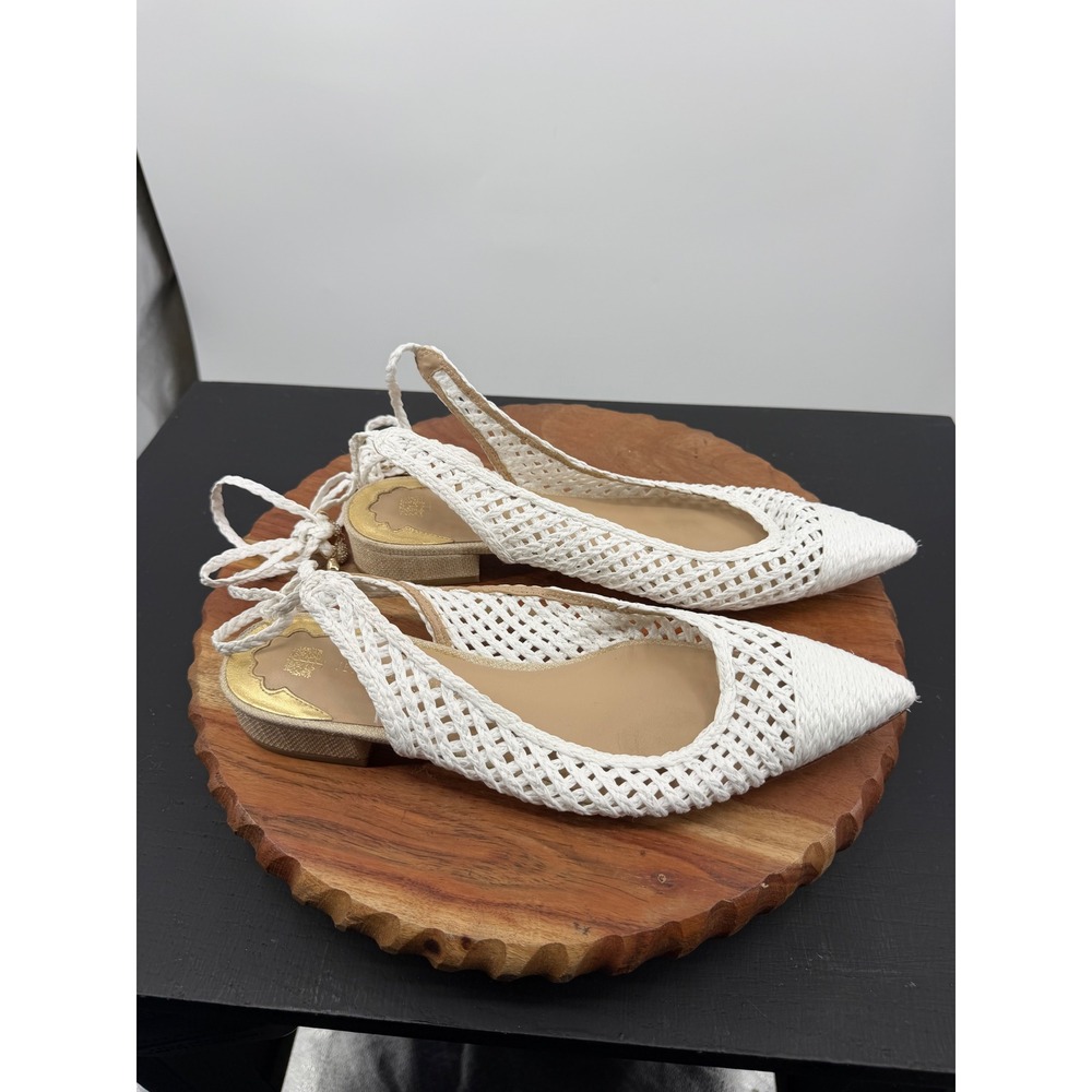 Antonio Melani Jennifer Sumko Flats Women 10 White Woven Lace Up Pointed Toe